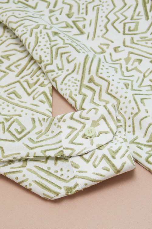 Haki Çizgili Gömlekli Erkek Çocuk Alt Üst Takım 15095