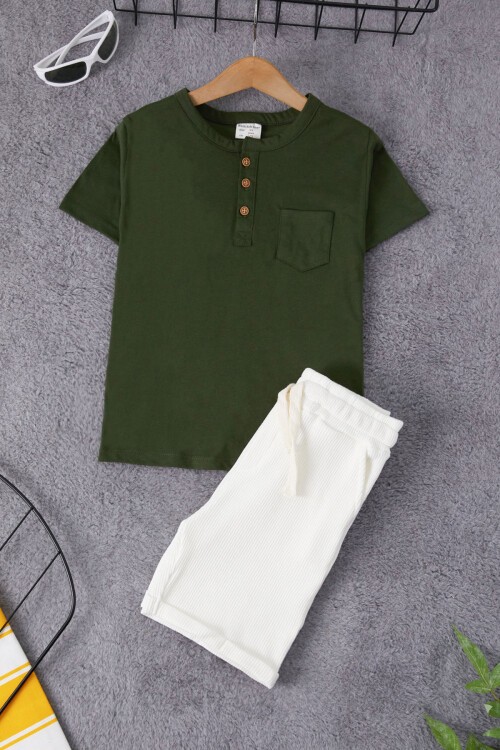 Haki Erkek Çocuk Şortlu Takım 15369