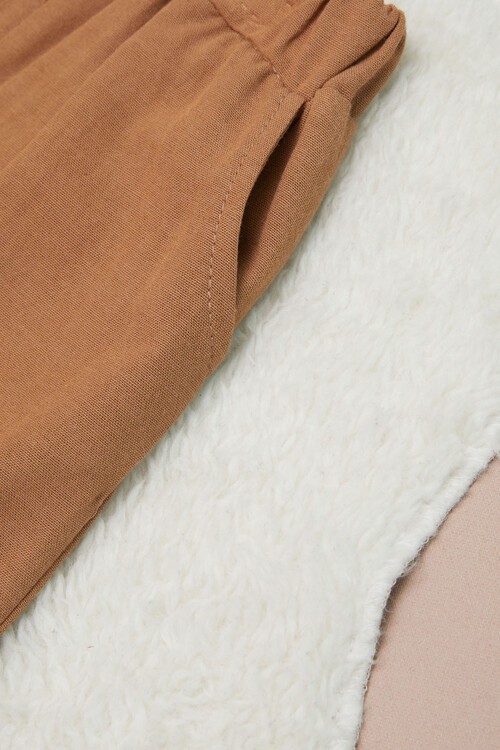 Kahverengi Erkek Bebek Desenli Gömlekli Şortlu Takım 15220