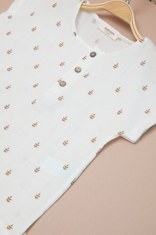 Kahverengi Erkek Bebek Desenli Gömlekli Şortlu Takım 15220