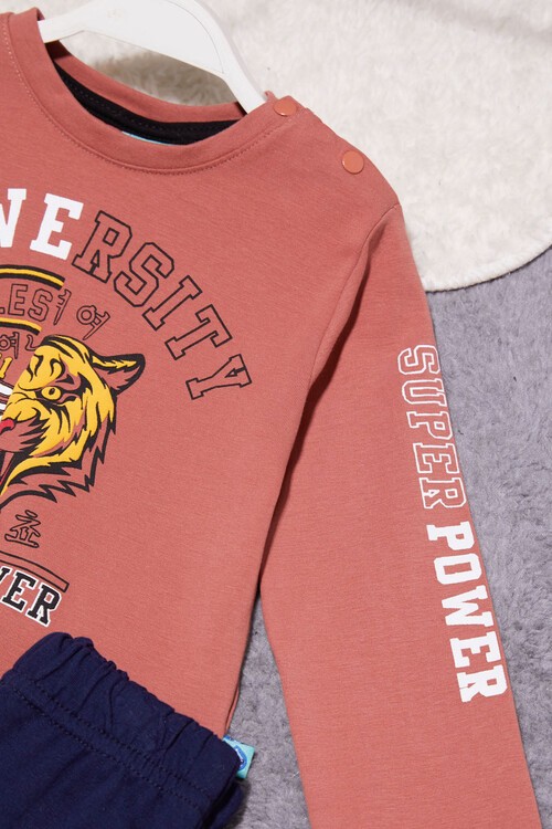 Kaplan Baskılı Kolları Yazılı Erkek Bebek Takım 14998