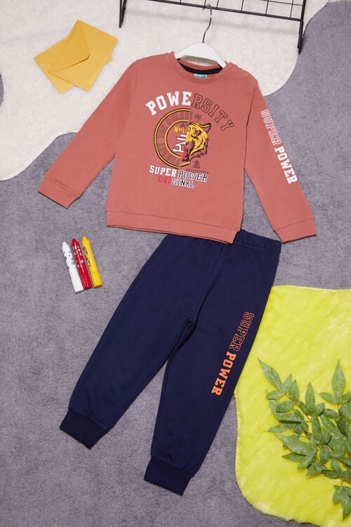 Kaplan Baskılı Kolları Yazılı Erkek Bebek Takım 14998