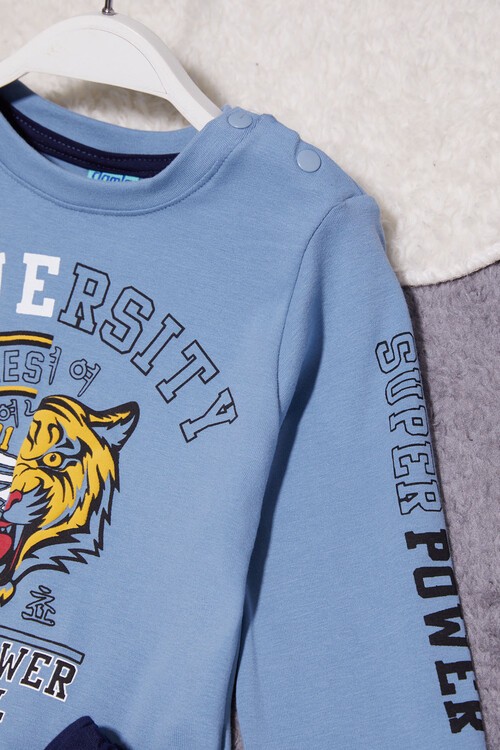 Kaplan Baskılı Kolları Yazılı Erkek Bebek Takım 14998