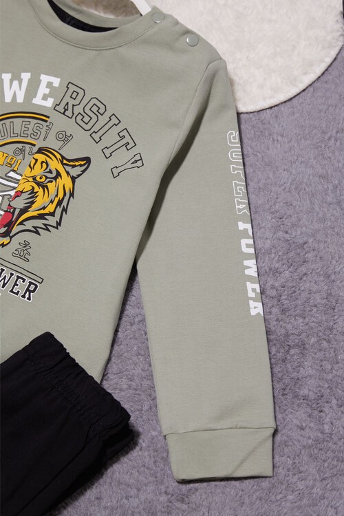 Kaplan Baskılı Kolları Yazılı Erkek Bebek Takım 14998