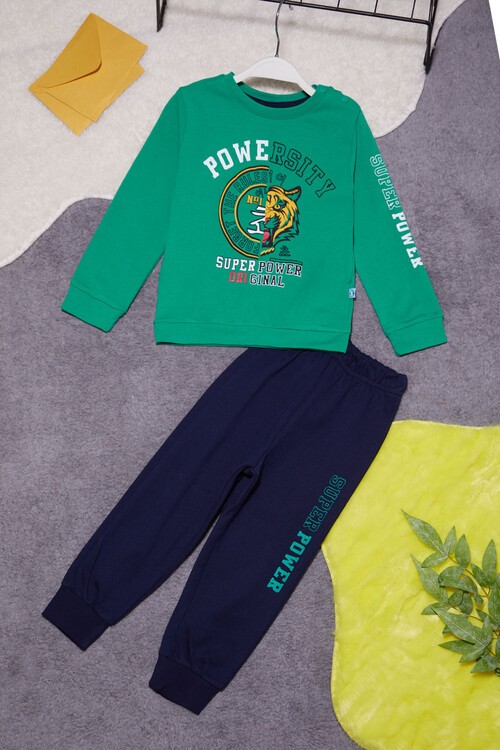 Kaplan Baskılı Kolları Yazılı Erkek Bebek Takım 14998