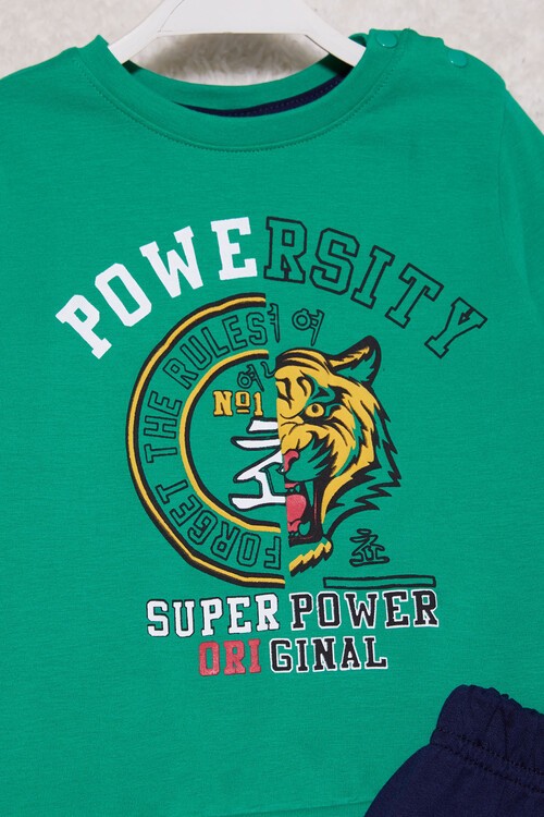 Kaplan Baskılı Kolları Yazılı Erkek Bebek Takım 14998