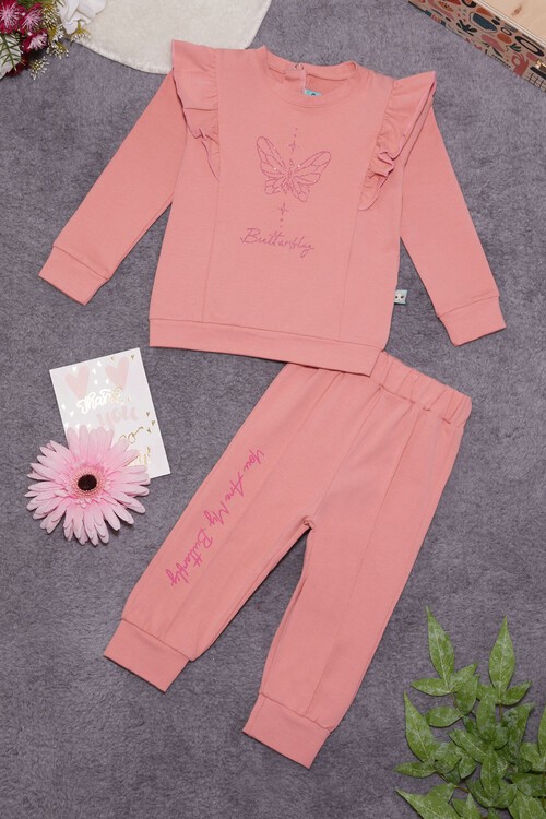 Kelebek Baskılı Simli Kız bebek Eşofman Takımı 14999