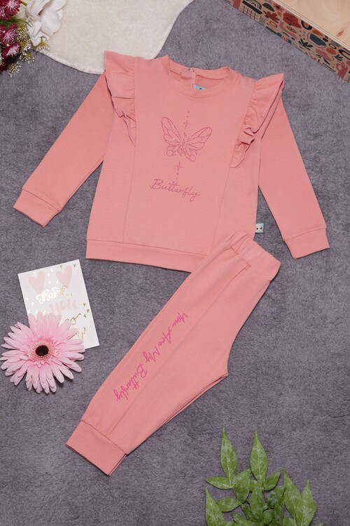 Kelebek Baskılı Simli Kız bebek Eşofman Takımı 14999