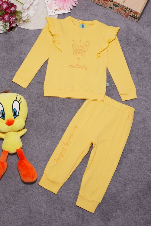 Kelebek Baskılı Simli Kız bebek Eşofman Takımı 14999