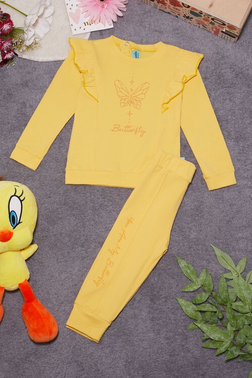 Kelebek Baskılı Simli Kız bebek Eşofman Takımı 14999