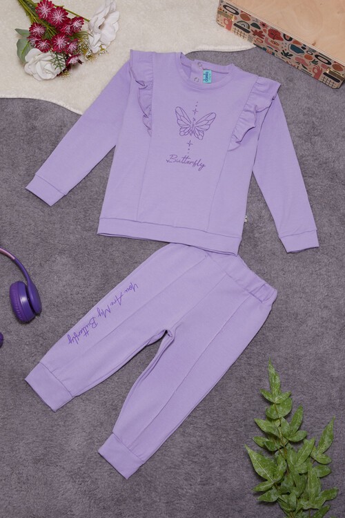 Kelebek Baskılı Simli Kız bebek Eşofman Takımı 14999