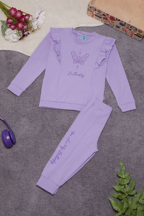 Kelebek Baskılı Simli Kız bebek Eşofman Takımı 14999