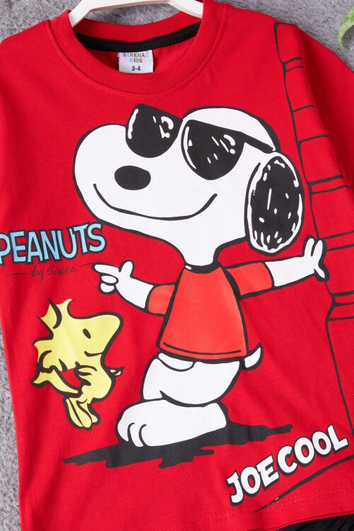 Kırmızı Cool Karakter Baskılı Erkek Çocuk Şortlu Takım 15287