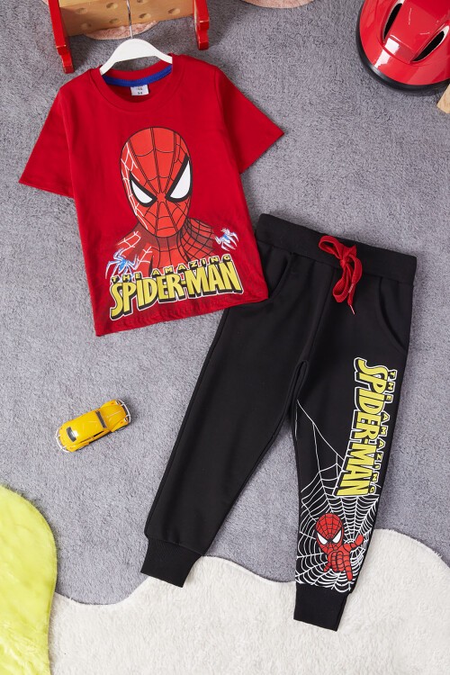 Kırmızı Örümcek Adam Baskılı Tişörtlü Erkek Çocuk Takım 15218