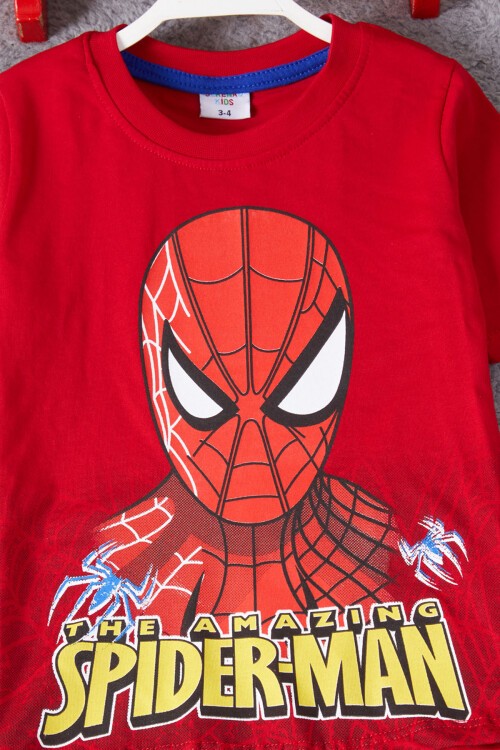 Kırmızı Örümcek Adam Baskılı Tişörtlü Erkek Çocuk Takım 15218