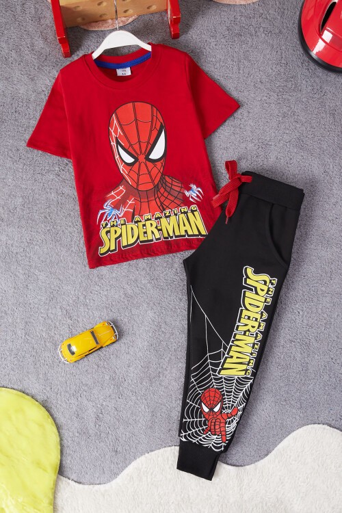 Kırmızı Örümcek Adam Baskılı Tişörtlü Erkek Çocuk Takım 15218