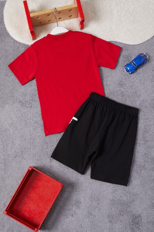 Kırmızı Sonic Karakter Baskılı Erkek Çocuk Şortlu Takım 15284