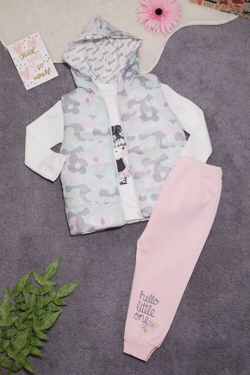 Kız Bebek Çiçek Baskılı 3lü Takım 6-18 Ay 13685