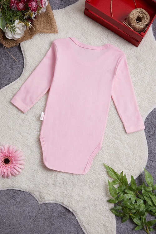 Kız Bebek Pembe Uzun Kollu Çıtçıtlı Badi 14986