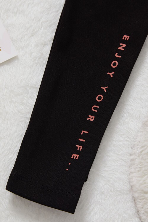 Kız Bebek Simli Yazı Detaylı Eşofman Takımı 14997