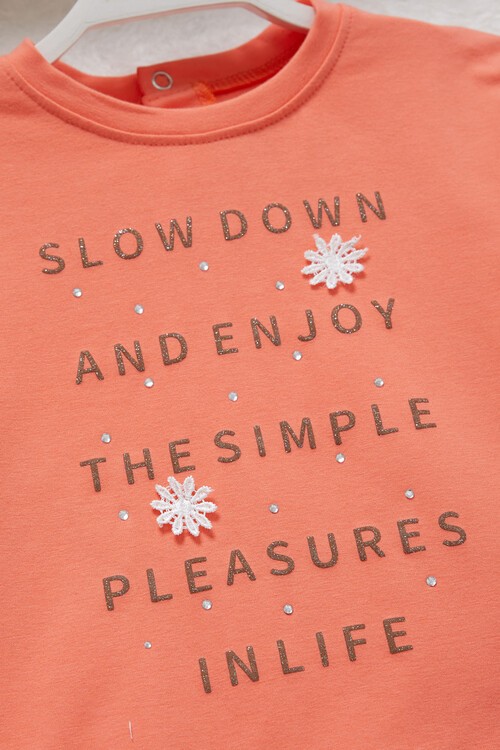 Kız Bebek Simli Yazı Detaylı Eşofman Takımı 14997