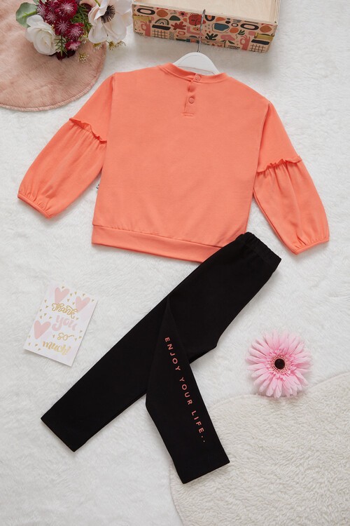 Kız Bebek Simli Yazı Detaylı Eşofman Takımı 14997