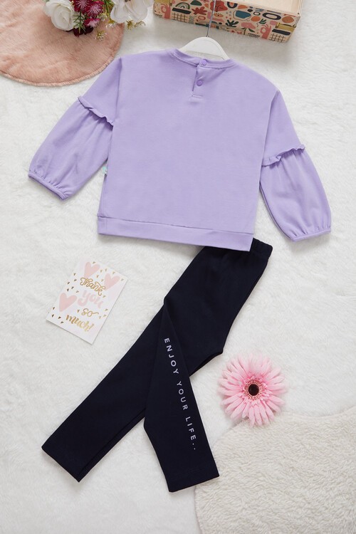 Kız Bebek Simli Yazı Detaylı Eşofman Takımı 14997