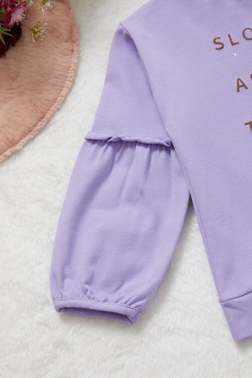 Kız Bebek Simli Yazı Detaylı Eşofman Takımı 14997