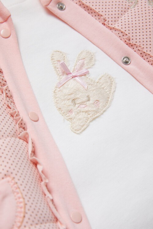 Kız Bebek Somon Yelekli 3-18 Ay 3lü Takım 090