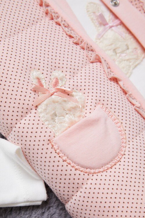 Kız Bebek Somon Yelekli 3-18 Ay 3lü Takım 090