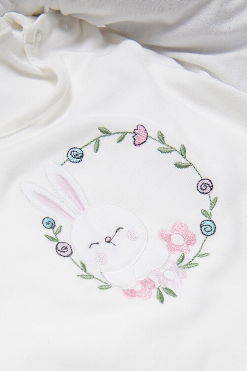 Kız Bebek Tavşan Nakışlı Yelekli 3lü Eşofman Takımı 14644