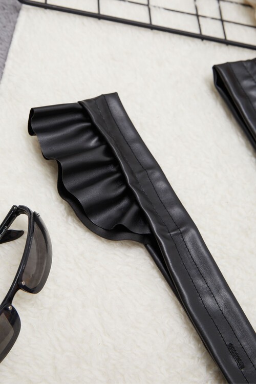 Kız Çocuk Askılı Fiyonklu Deri Etek 15028