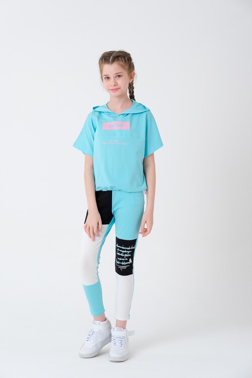 Kız Çocuk Blok Renkli Taytlı Takım 8-14 Yaş 13878