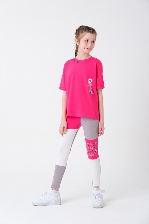 Kız Çocuk Blok Renkli Taytlı Takım 8-14 Yaş 13878