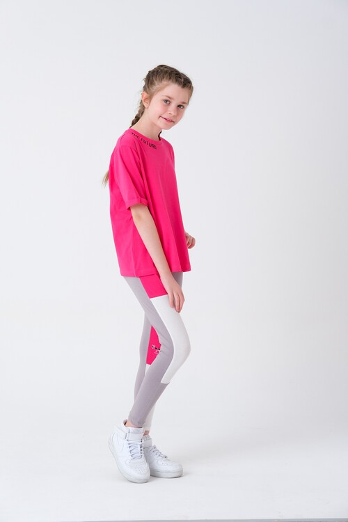 Kız Çocuk Blok Renkli Taytlı Takım 8-14 Yaş 13878