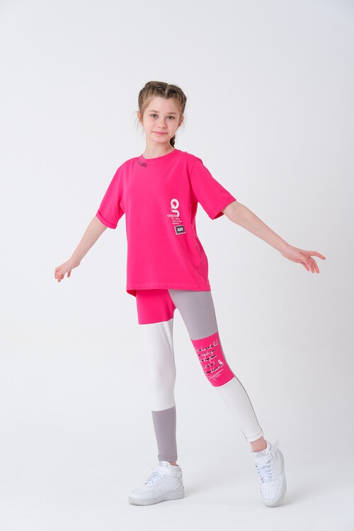 Kız Çocuk Blok Renkli Taytlı Takım 8-14 Yaş 13878