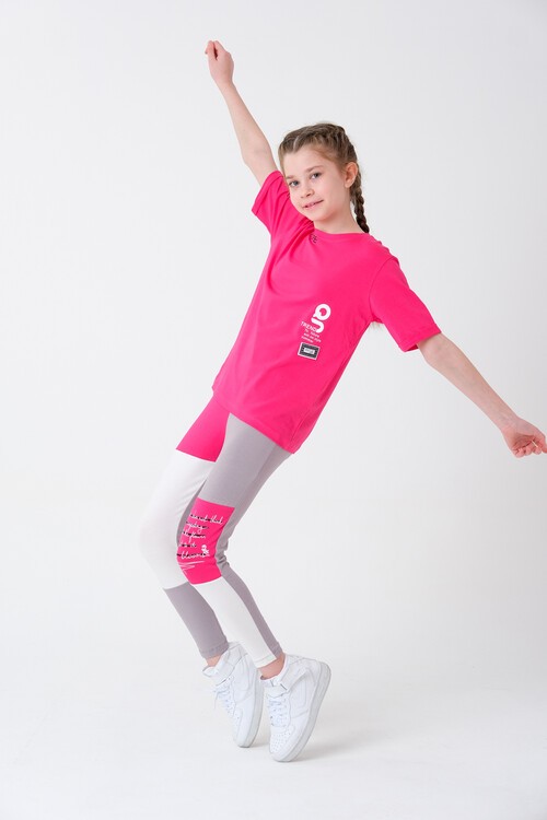 Kız Çocuk Blok Renkli Taytlı Takım 8-14 Yaş 13878