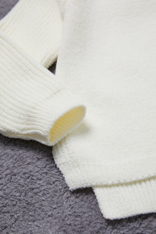 Kız Çocuk Cep Ayıcıklı Triko Kazak 14641