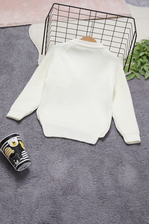 Kız Çocuk Cep Ayıcıklı Triko Kazak 14641