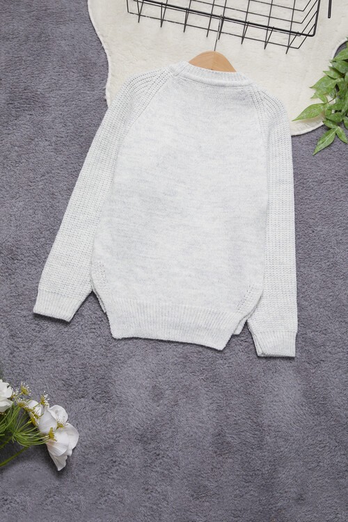 Kız Çocuk Cep Ayıcıklı Triko Kazak 14641