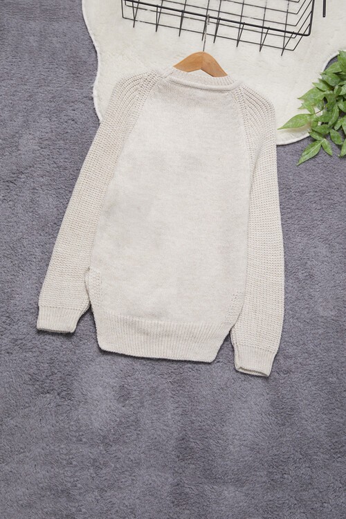 Kız Çocuk Cep Ayıcıklı Triko Kazak 14641