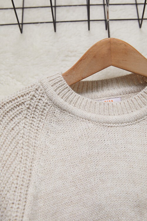 Kız Çocuk Cep Ayıcıklı Triko Kazak 14641