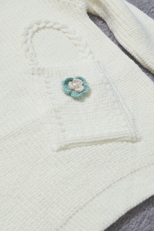 Kız Çocuk Cep Detaylı Triko Kazak 14624