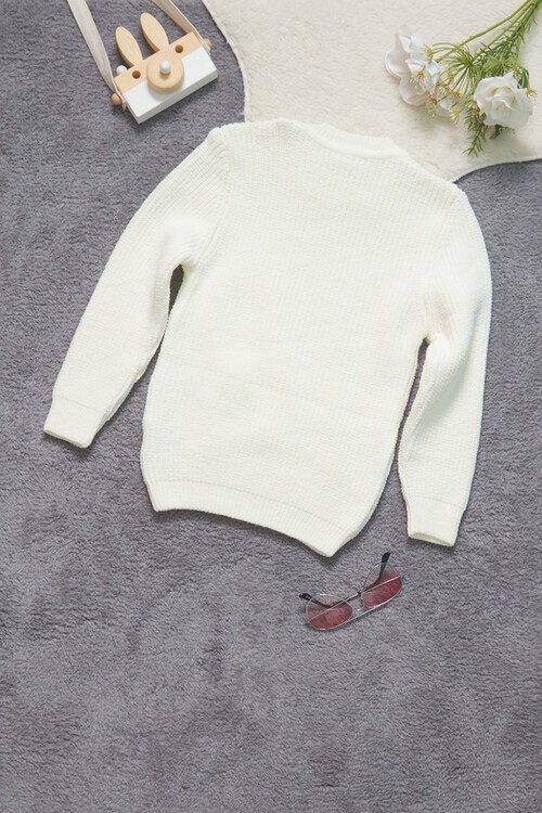 Kız Çocuk Cep Detaylı Triko Kazak 14624