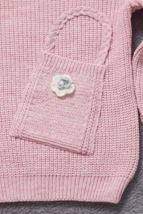 Kız Çocuk Cep Detaylı Triko Kazak 14624