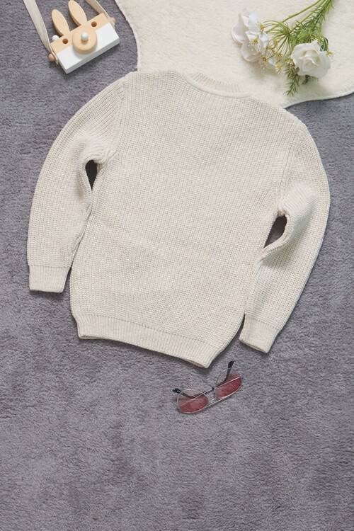 Kız Çocuk Cep Detaylı Triko Kazak 14624