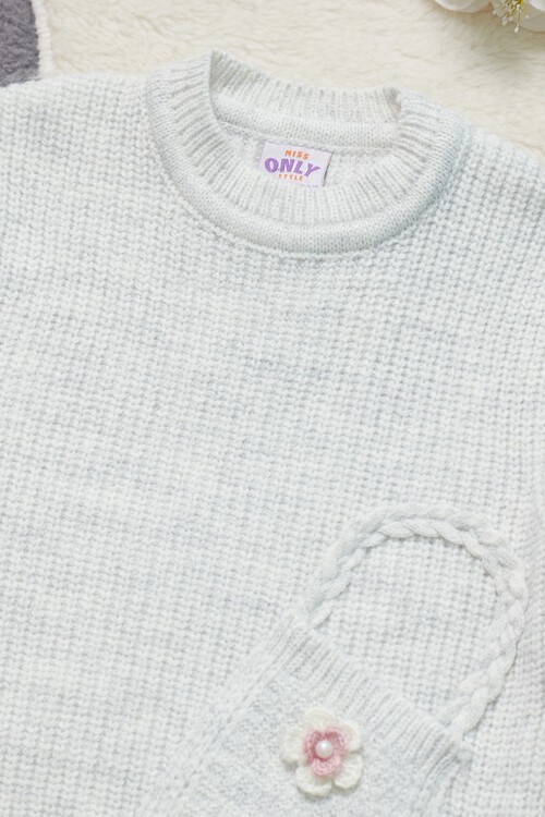 Kız Çocuk Cep Detaylı Triko Kazak 14624