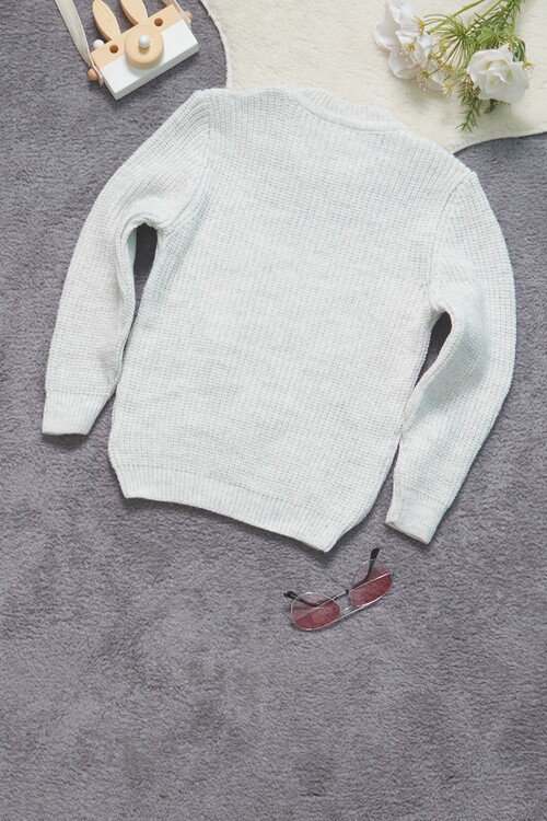 Kız Çocuk Cep Detaylı Triko Kazak 14624