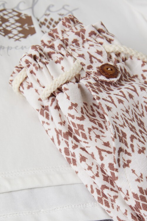 Kız Çocuk Çizgi Desenli Bluz ve Pantolonlu 2li Takım 15136