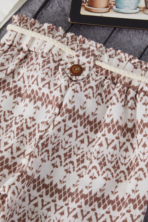 Kız Çocuk Çizgi Desenli Bluz ve Pantolonlu 2li Takım 15136